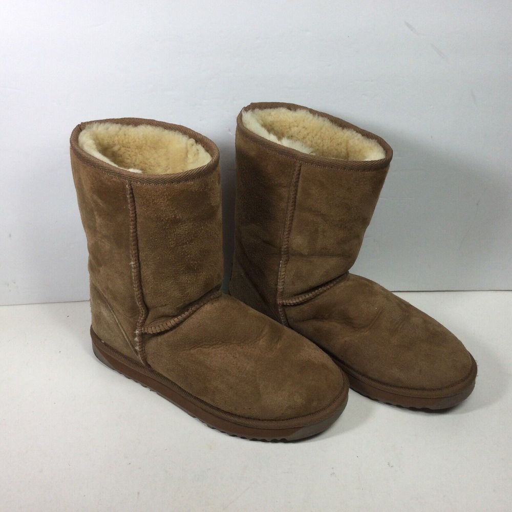 UGG‎ Urban Trail Boots Womens Size 5 Tan Suede Fleece Lined Made Australia